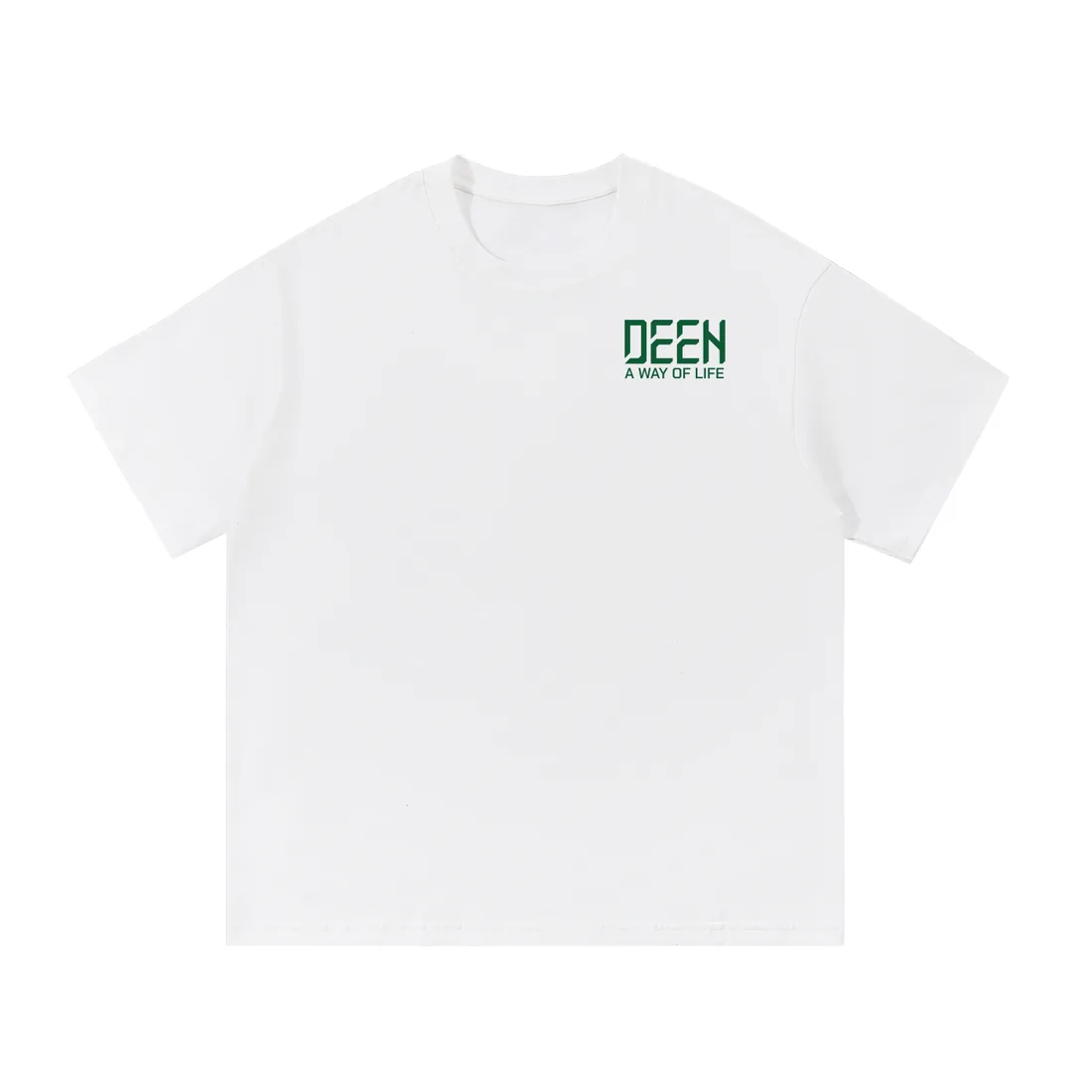 The Logo Tee in white, front with the DEEN logo on the chest
