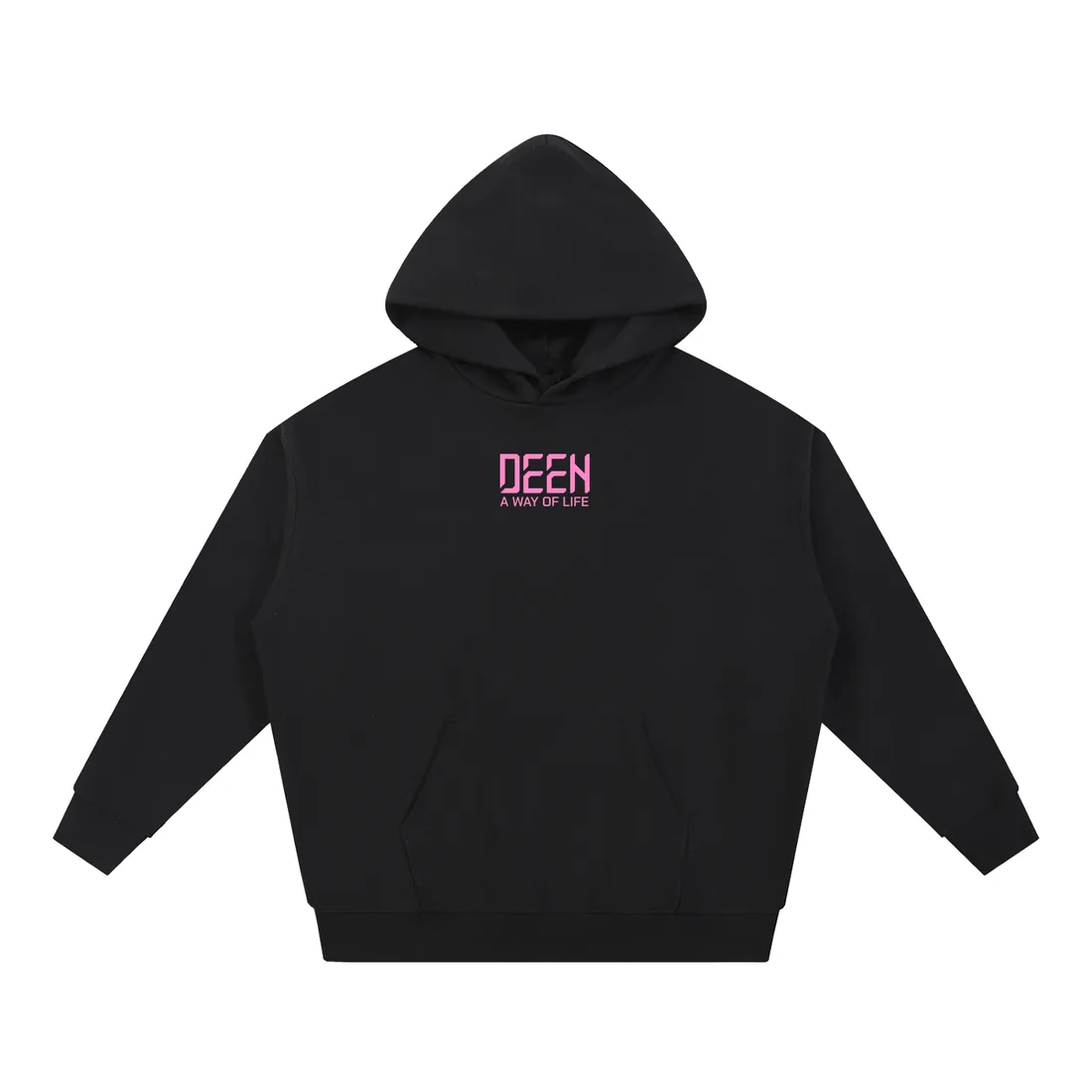 No Excuses Hoodie in black with pink, front with the DEEN logo on the chest